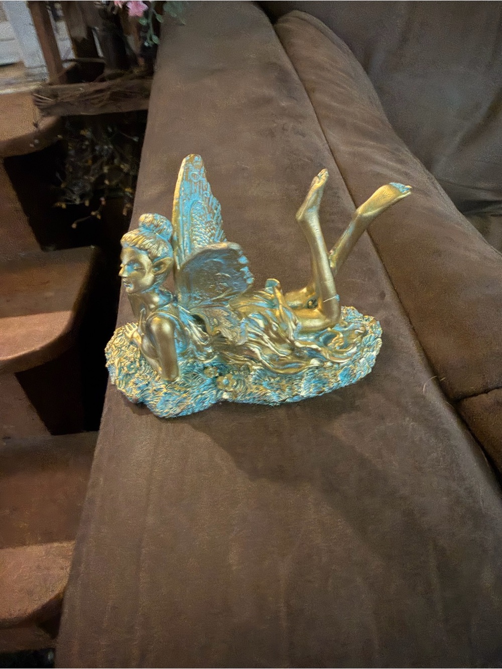 Gold and Turquoise Fairy Sculpture - Decorative Home Art